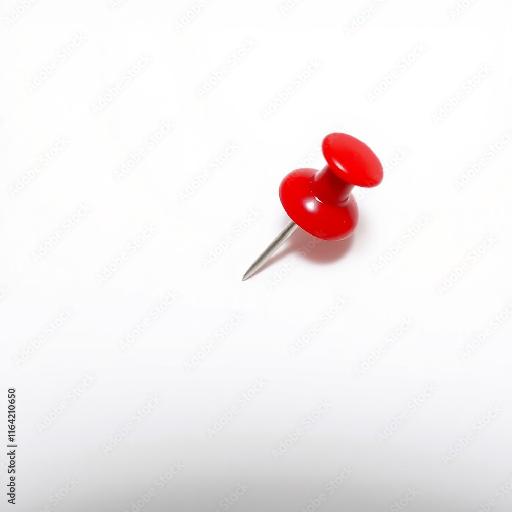Red Push Pin on White Background Red Push Pin on White Background