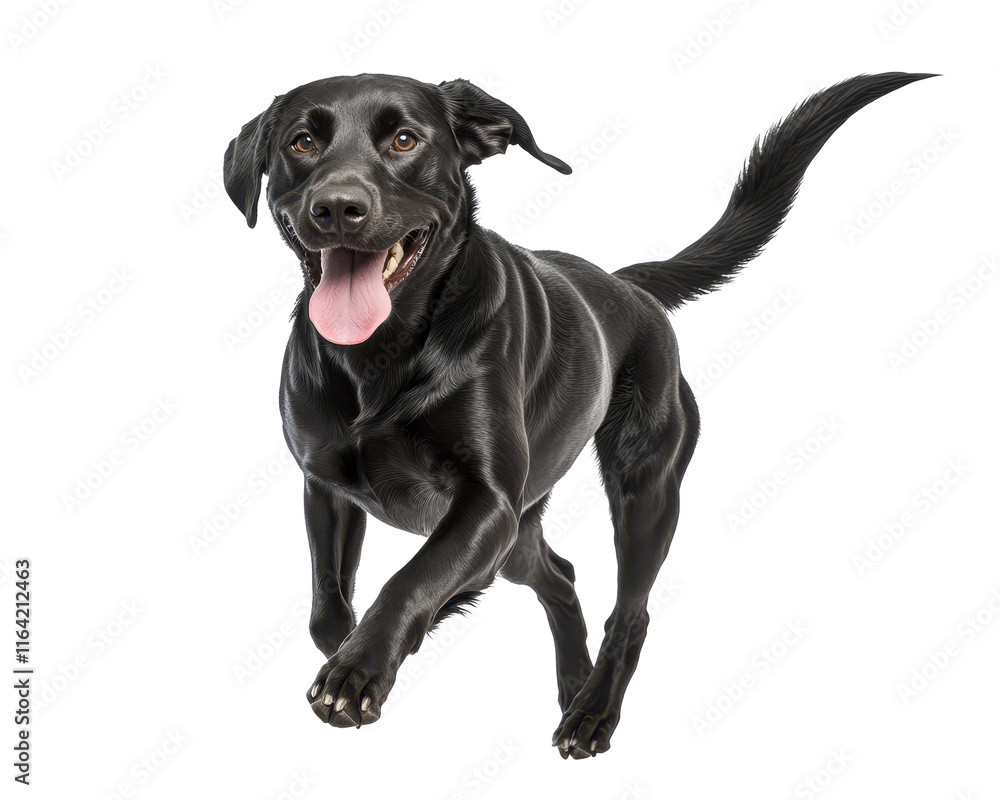 Isolated Happy Black Labrador Running Isolated Happy Black Labrador Running
