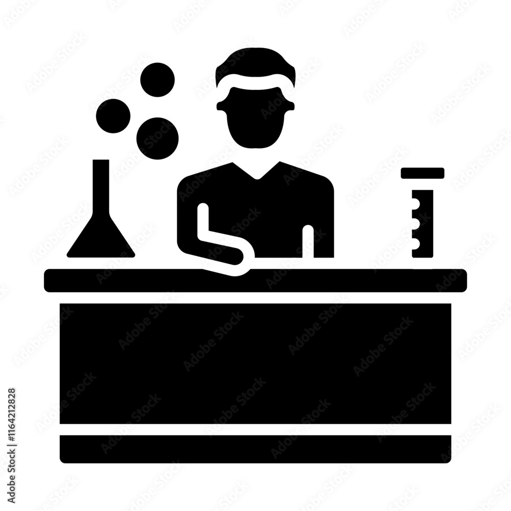 Chemist Working Vector Glyph Icon Design Chemist Working Vector Glyph Icon Design