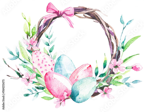 Ramka wielkanocna kartka akwarela