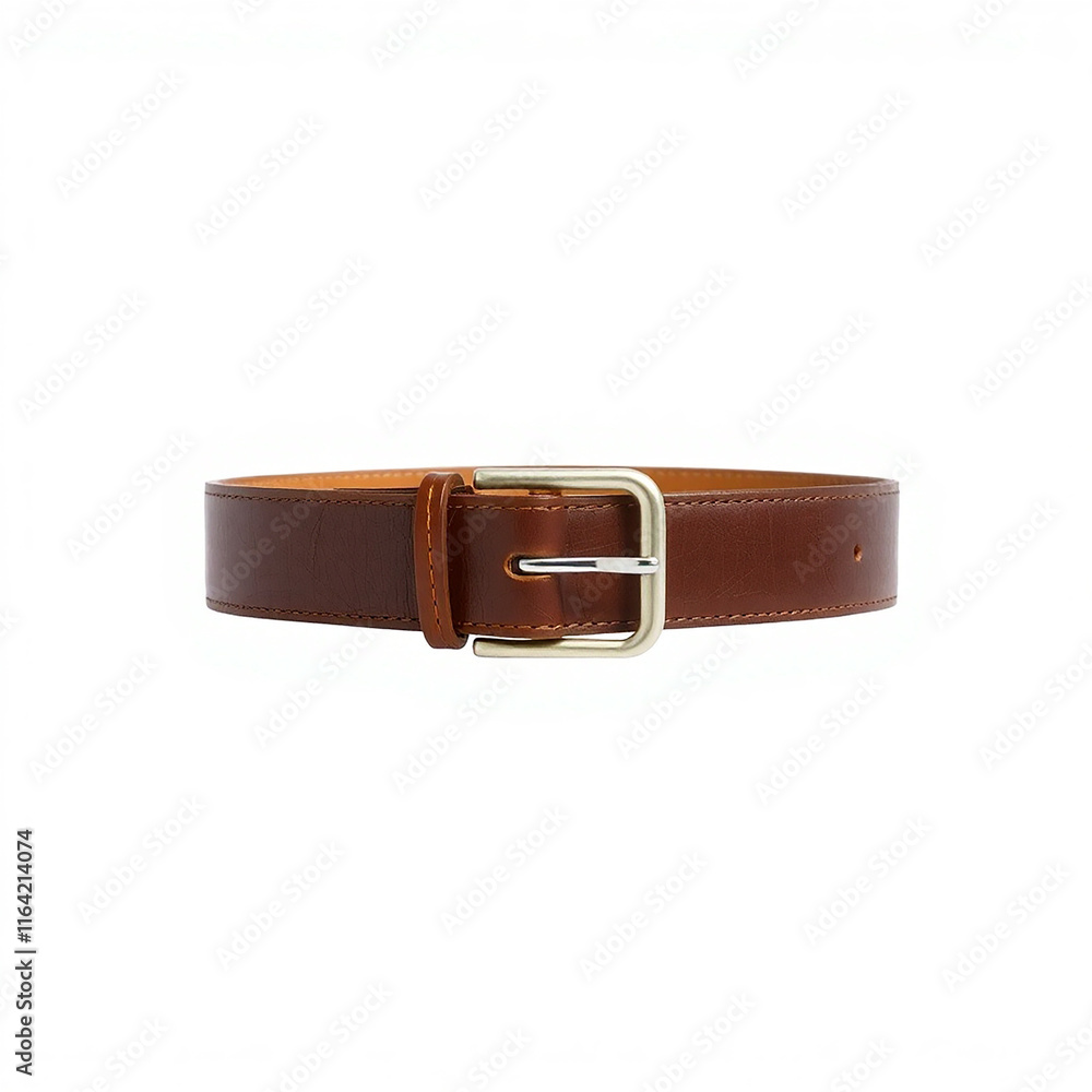 Brown Leather Belt with Silver Buckle Brown Leather Belt with Silver Buckle