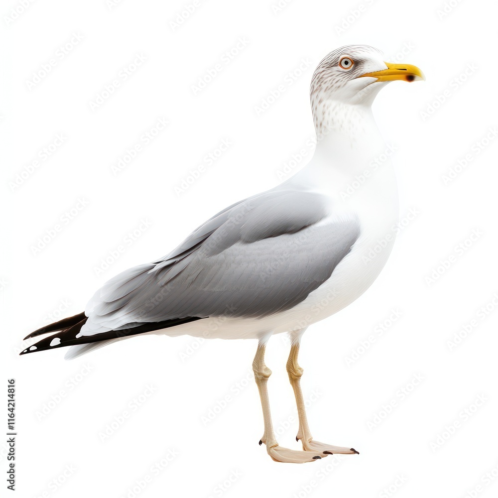 White and grey seagull Isolated on White Background Generative AI White and grey seagull Isolated on White Background Generative AI