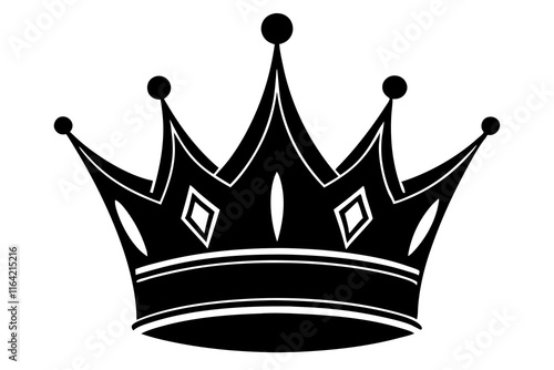 Crown black silhouette vector, Simple silhouette Design vector icon with white background