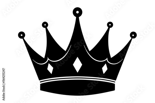 Crown black silhouette vector, Simple silhouette Design vector icon with white background