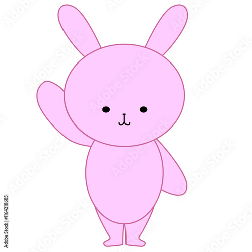 片手をあげるウサギのイラスト