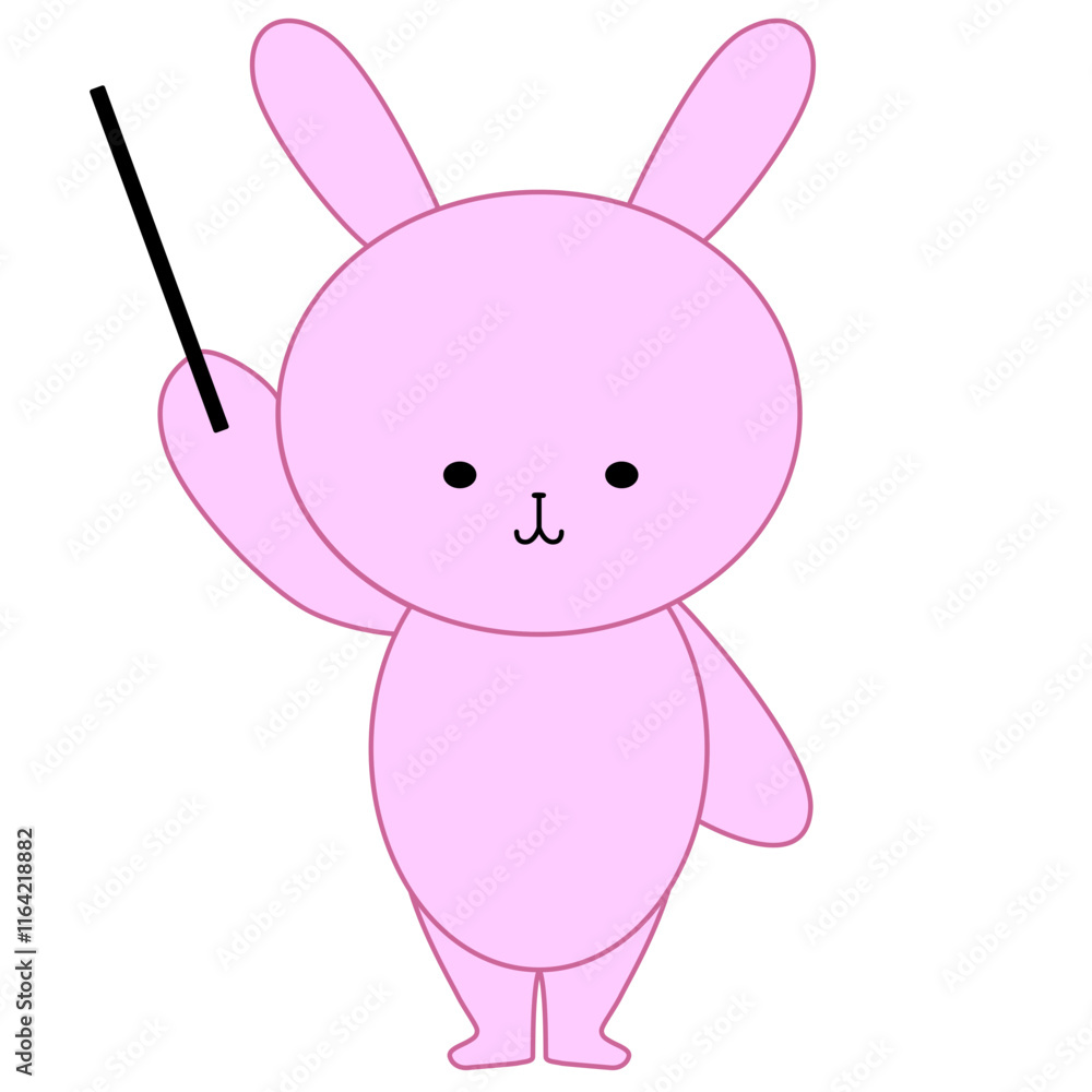 指し棒を持つうさぎのイラスト