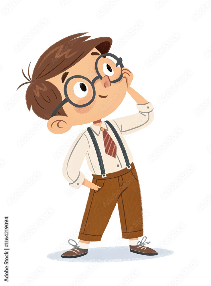 Cartoon of young man wearing glasses and tie isolated on white background Cartoon of young man wearing glasses and tie isolated on white background