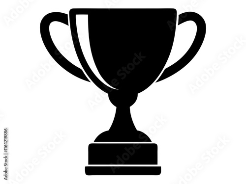  trophy black silhouette vector, Simple silhouette Design vector icon with white background