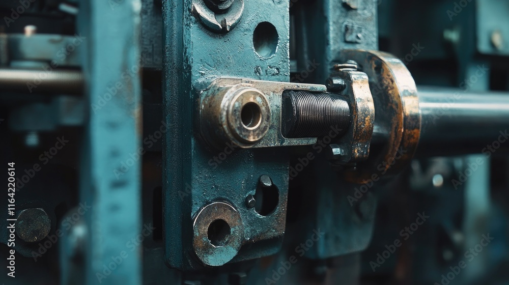Close-Up of Mechanical Gear and Metal Components in Industrial Setting Close-Up of Mechanical Gear and Metal Components in Industrial Setting