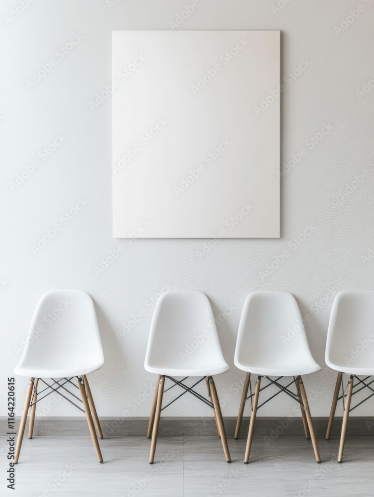 Obraz premium White Chairs and Blank Canvas Await Visitors