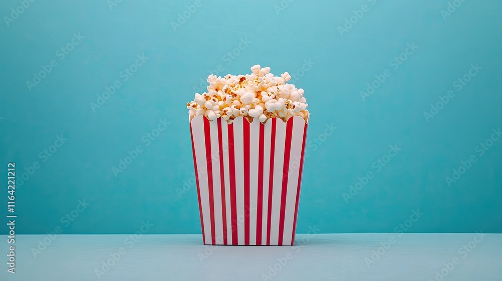 Fresh Popcorn in Classic Red and White Striped Container Fresh Popcorn in Classic Red and White Striped Container