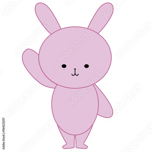 片手をあげるウサギのイラスト