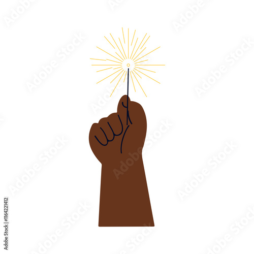 Illustration of Hand Holding Sparkler