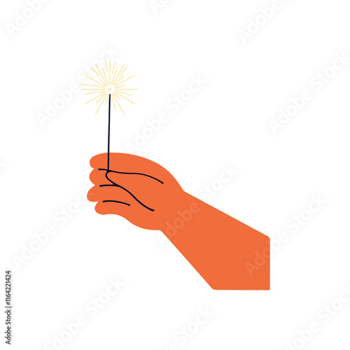 Illustration of Hand Holding Sparkler