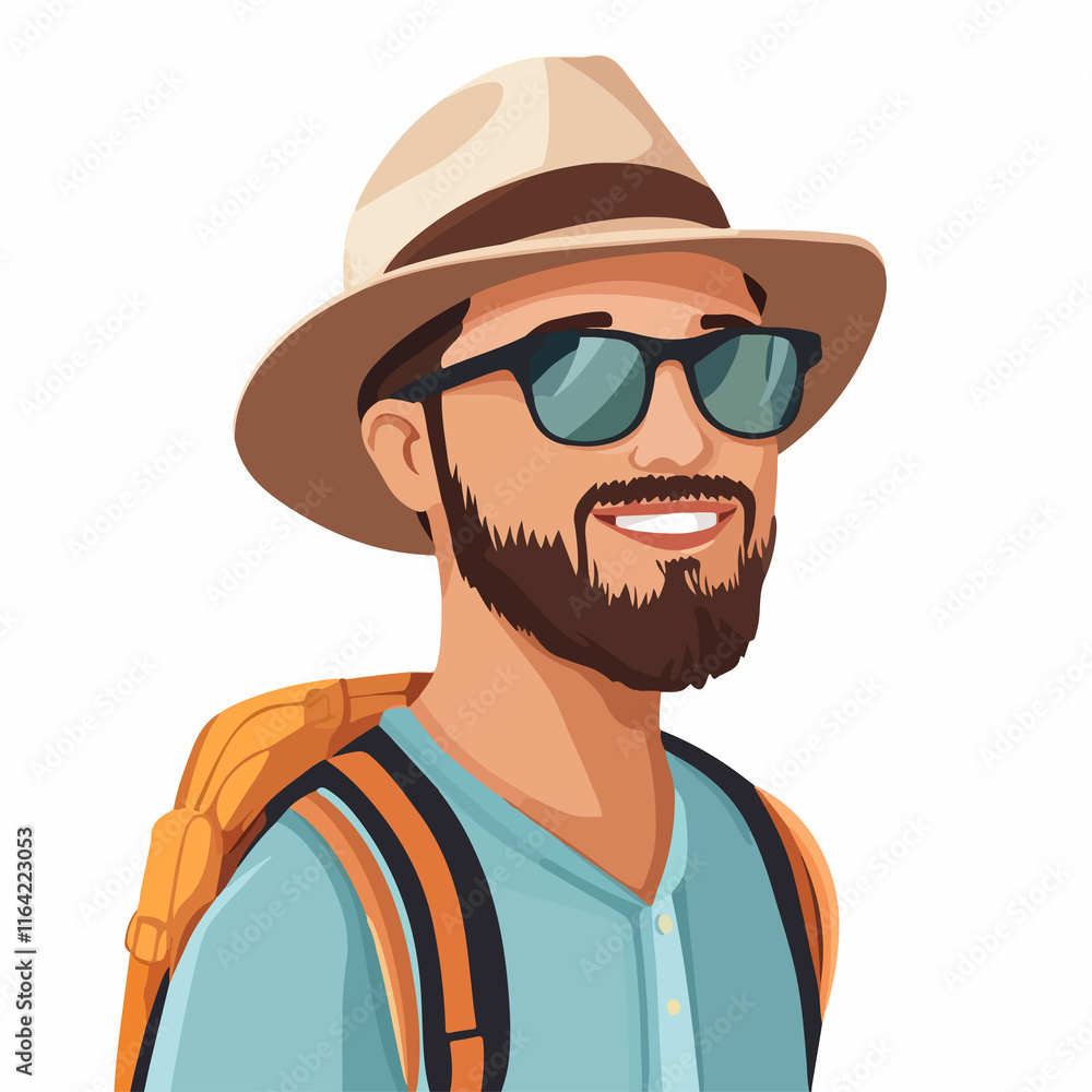 Professional tourist man avatar character portrait for travel websites and marketing campaigns Professional tourist man avatar character portrait for travel websites and marketing campaigns