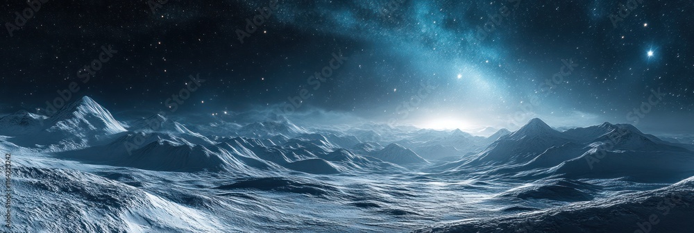 Fototapeta premium Alien Mountains Under a Starry Sky