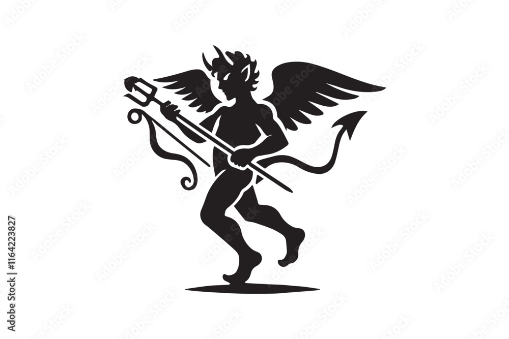 simple and unobtrusive Evil cupid vector silhouette illustration isolated in white background
simple and unobtrusive Evil cupid vector silhouette illustration isolated in white background