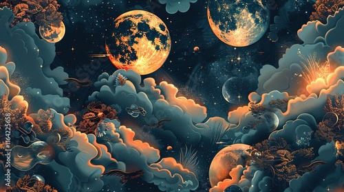 celestial seamless pattern wallpaper