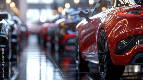 Wallpaper Mural Luxury Car Showroom: Gleaming Red Sports Car in a Modern Setting Torontodigital.ca