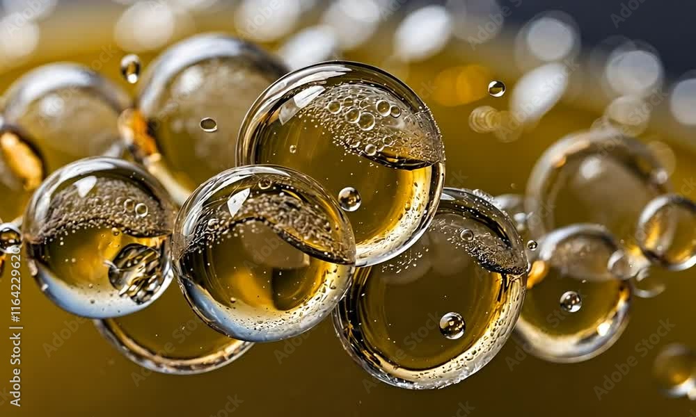 Macro shot of a golden beer surface with sparkling bubbles, highlighting freshness and texture. Macro shot of a golden beer surface with sparkling bubbles, highlighting freshness and texture.