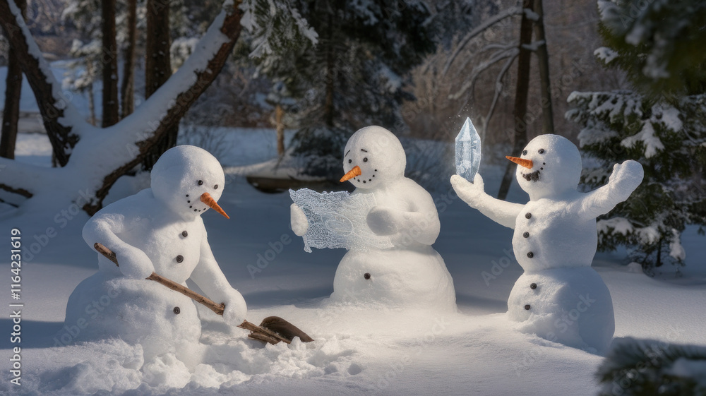 Snowmen Singing Christmas Carols in the Forest Snowmen Singing Christmas Carols in the Forest