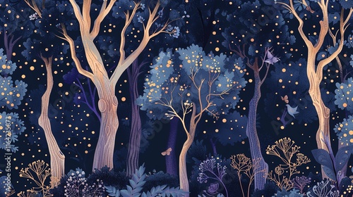 enchanted wood seamless pattern wallpaper