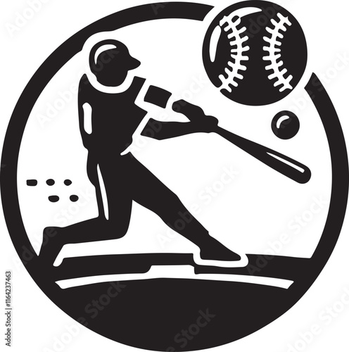 Baseball icon silhouette vector with white background