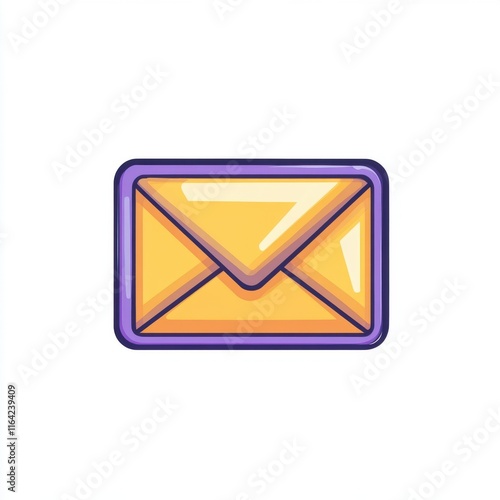 Obraz na płótnie Illustration of a vibrant yellow envelope icon with a purple outline on a white background. w salonie