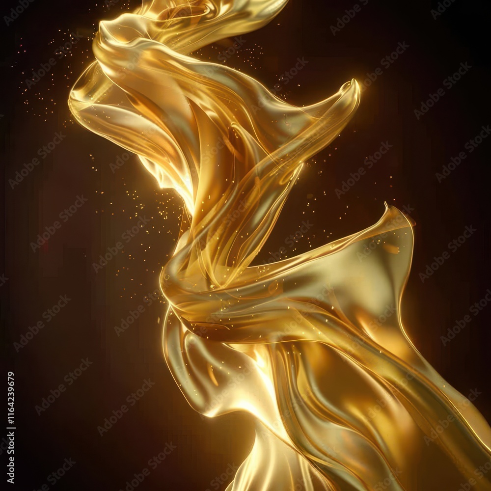 Elegant Abstract Liquid Flowing in Golden Hues and Twisting Forms Elegant Abstract Liquid Flowing in Golden Hues and Twisting Forms