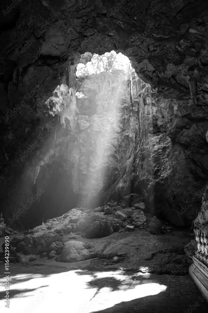 Statue of Buddha in Buddhism Cave in Thum Khao Luang in Phetchaburi Province, Thailand