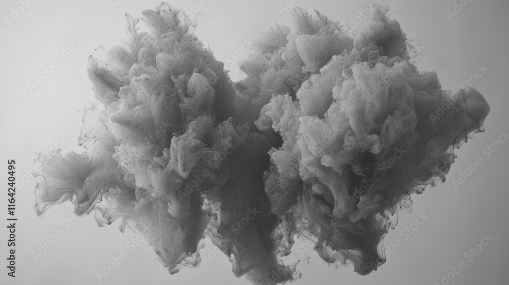 Abstract Monochrome Ink Cloud: A Study in Grayscale