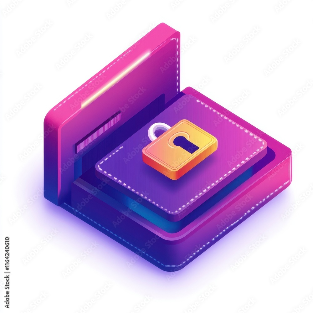 An artistic digital wallet illustration featuring a secure lock, symbolizing safety in transactions. An artistic digital wallet illustration featuring a secure lock, symbolizing safety in transactions.