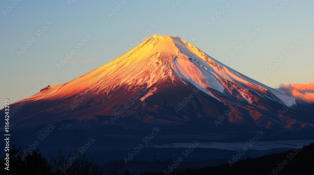 Majestic Mountain Peak Bathed in Golden Light at Sunrise Majestic Mountain Peak Bathed in Golden Light at Sunrise