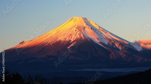 Majestic Mountain Peak Bathed in Golden Light at Sunrise