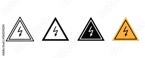 High voltage vector icon in solid and outline style, High voltage sign with lightning and High voltage icon. Alert, hazard and danger, caution electrical icon,