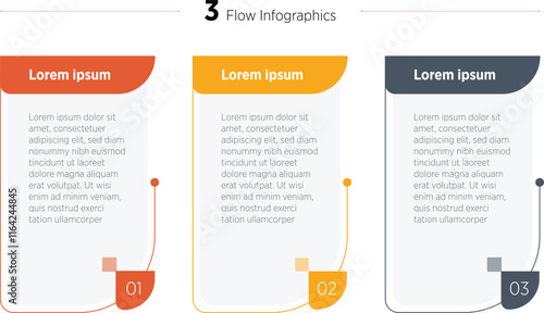 3 Color Three rectangular elements placed in horizontal row. Concept of 3 steps of business development process. Simple infographic design template. Modern linear vector illustration for report.