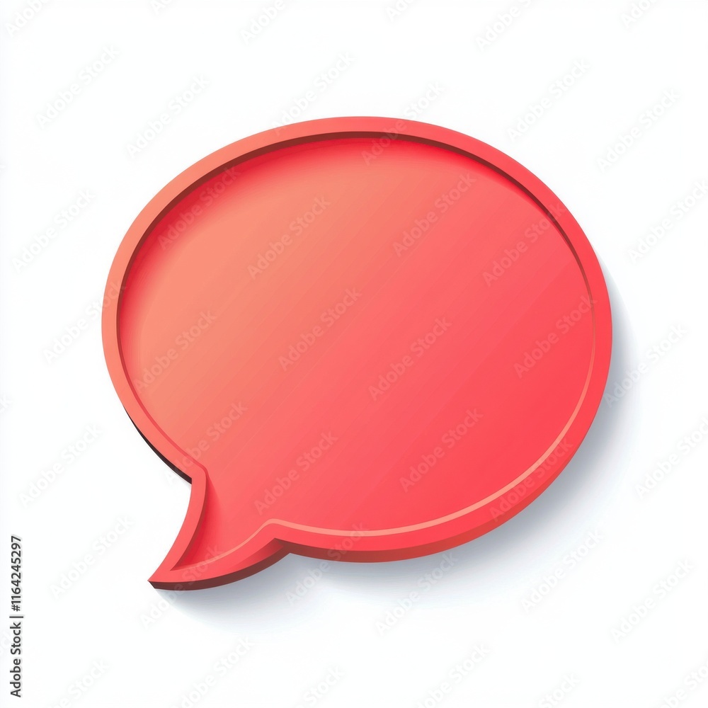 A vibrant red speech bubble icon, symbolizing communication and conversation.