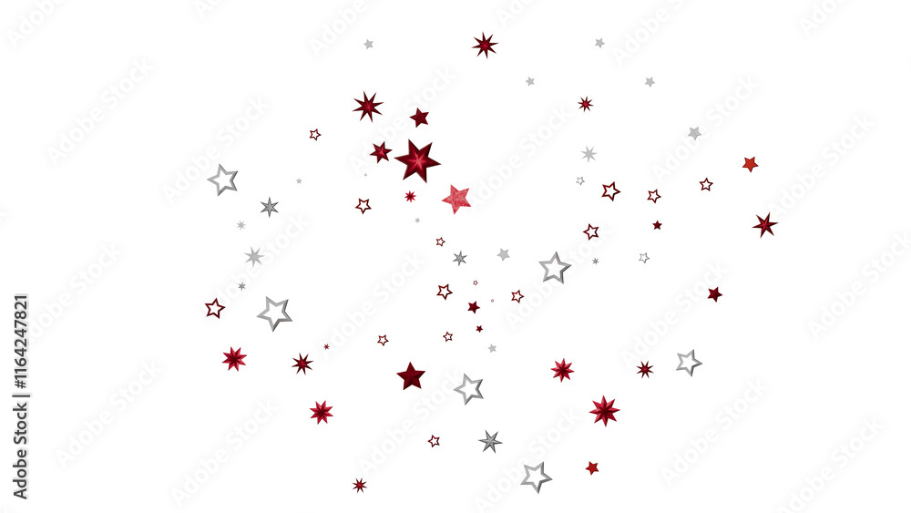 Red and Silver Stars on White Red and Silver Stars on White