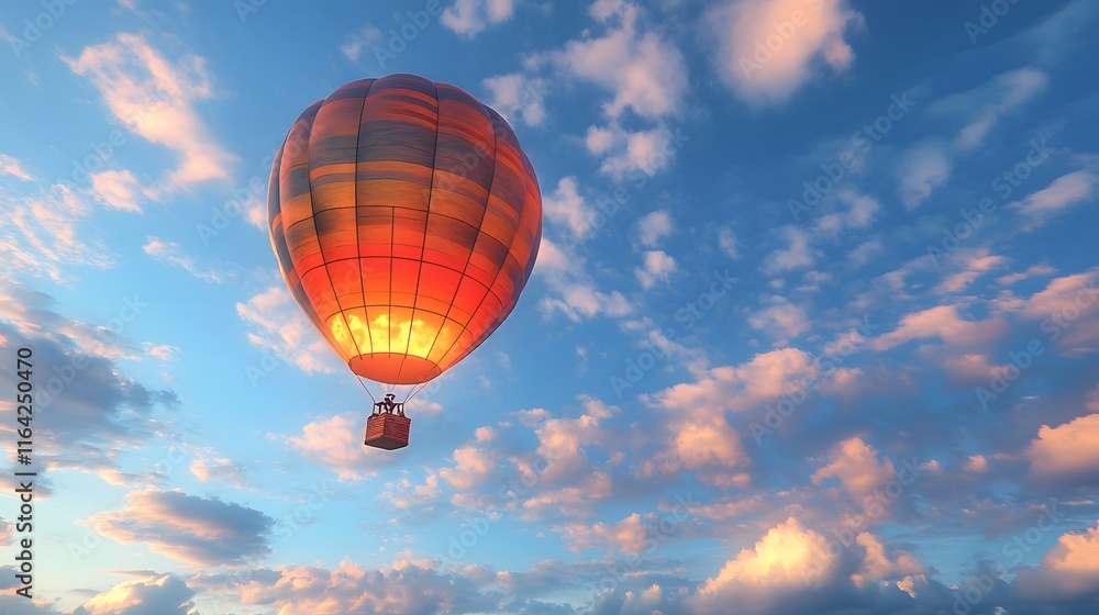 Fototapeta premium Overconfidence Represented Through a Glowing Balloon Floating High Before It Bursts in the Blue Sky