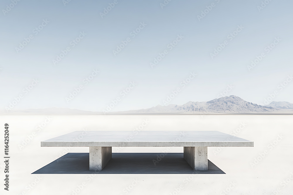 Fototapeta premium Modern Concrete Table in Desert Landscape