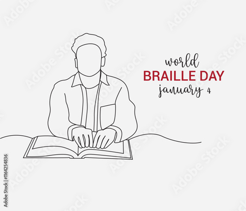 Vector line art of World Braille Day celebration drawing	