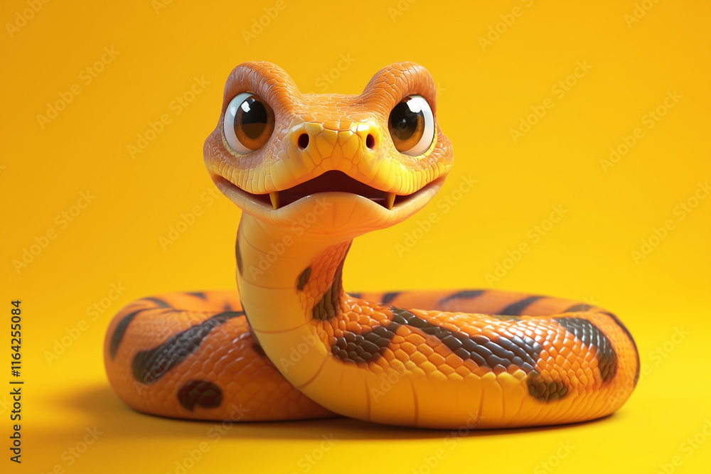 Fototapeta premium 3D snake cartoon style isolated