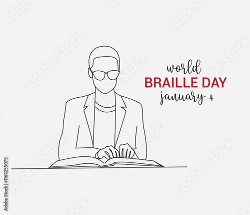 Vector line art of World Braille Day celebration drawing	
