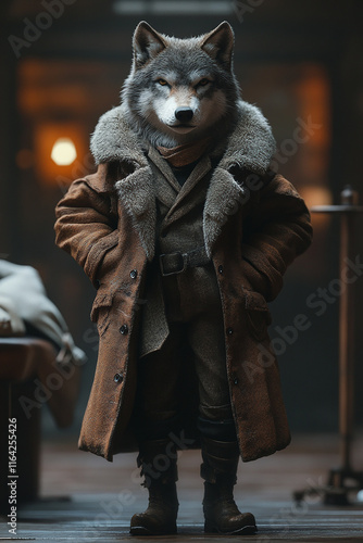 Animals wearing fashionable clothes on the catwalk