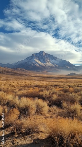 Majestic valley landscape under dramatic clouds in the desert