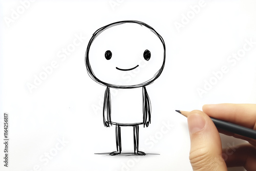 Minimalist stick figure character in simple doodle line art