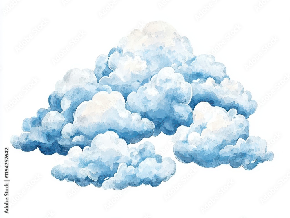 A beautiful watercolor depiction of fluffy clouds in various shades of blue and white, creating a serene sky atmosphere. A beautiful watercolor depiction of fluffy clouds in various shades of blue and white, creating a serene sky atmosphere.
