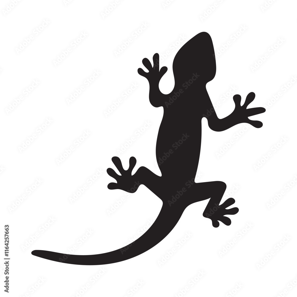 Gecko silhouette vector art illustration on a white background. Gecko silhouette vector art illustration on a white background.