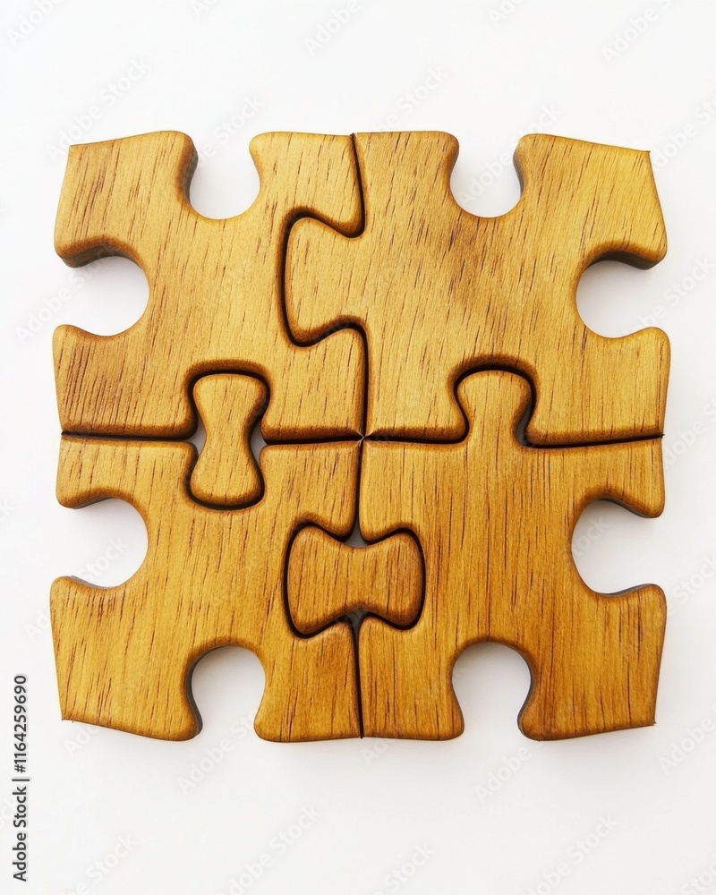 Close-up of beautifully crafted wooden puzzle pieces interlocked, showcasing unique textures and natural colors. Close-up of beautifully crafted wooden puzzle pieces interlocked, showcasing unique textures and natural colors.