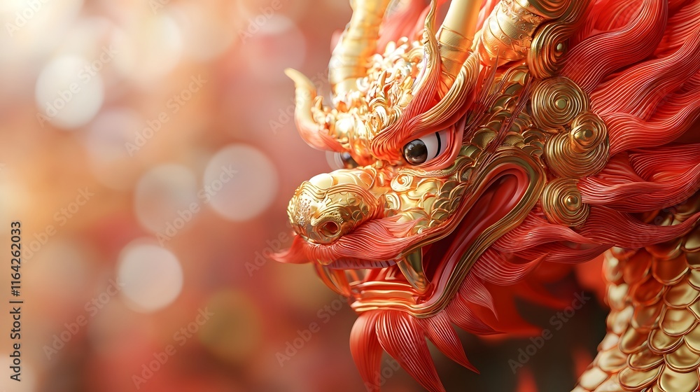 Fototapeta premium Vibrant Chinese Dragon Ornament Embodying Oriental Cultural Traditions